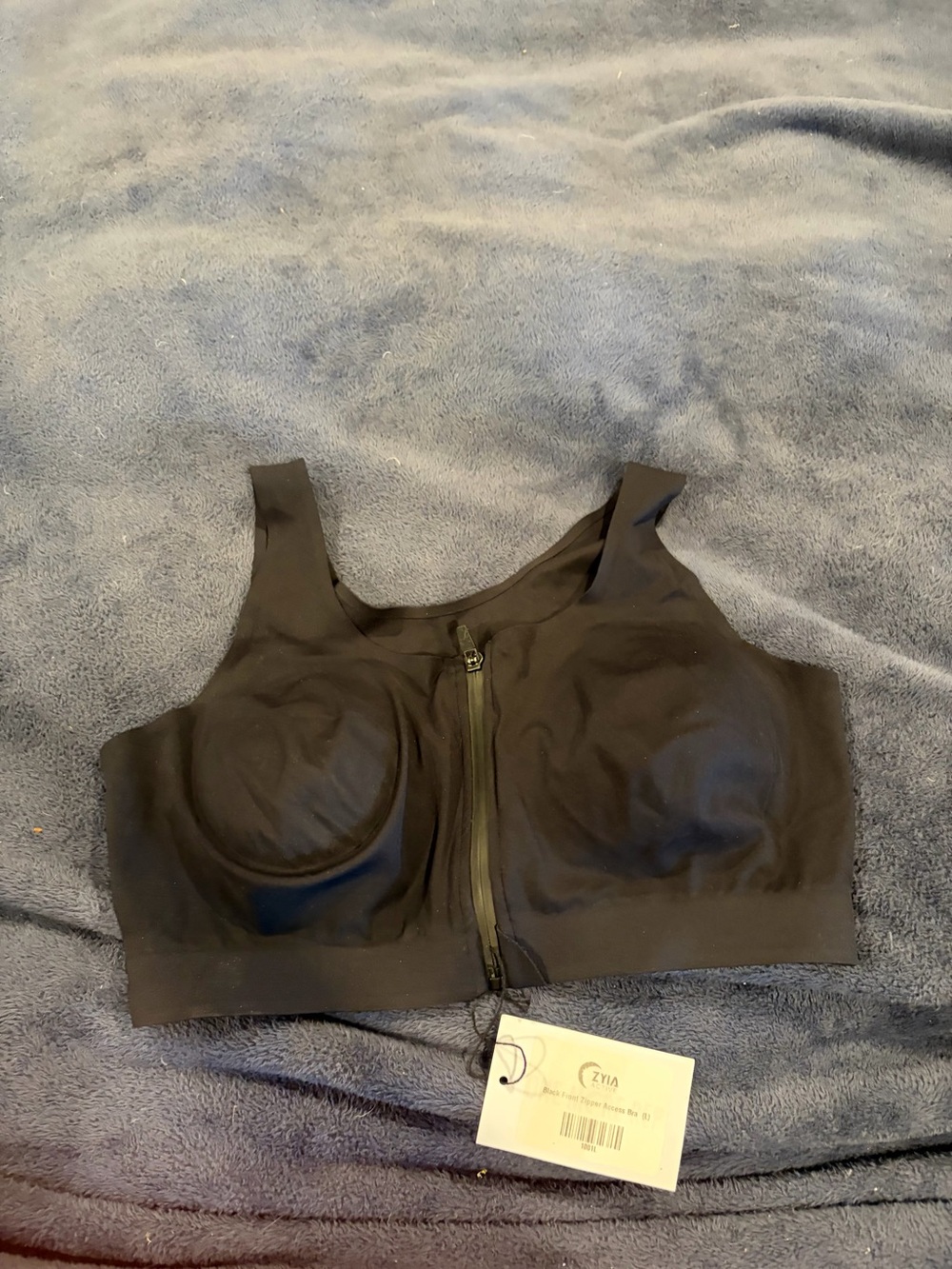 Zyia black Front Zipper access bra